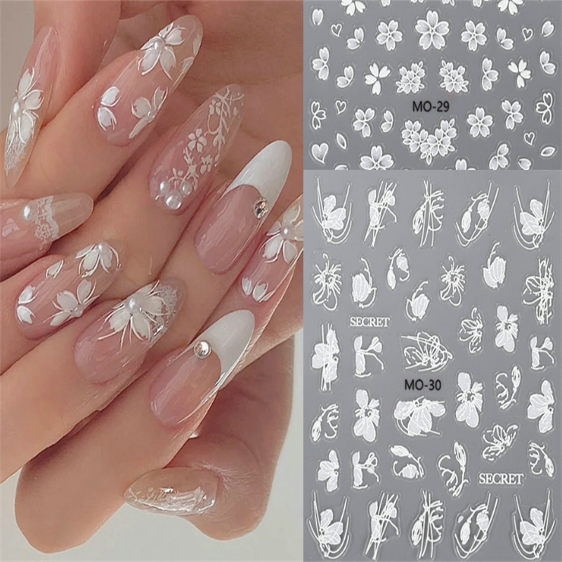 Rose Glazed Lace Flower​​​​​​​ Nail Stickers