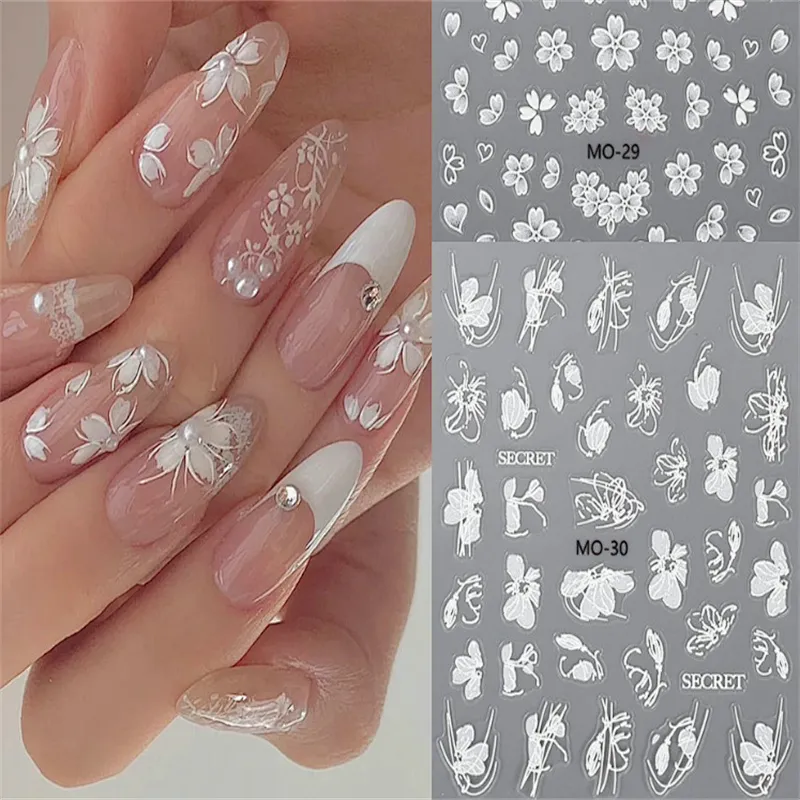 Rose Glazed Lace Flower​​​​​​​ Nail Stickers