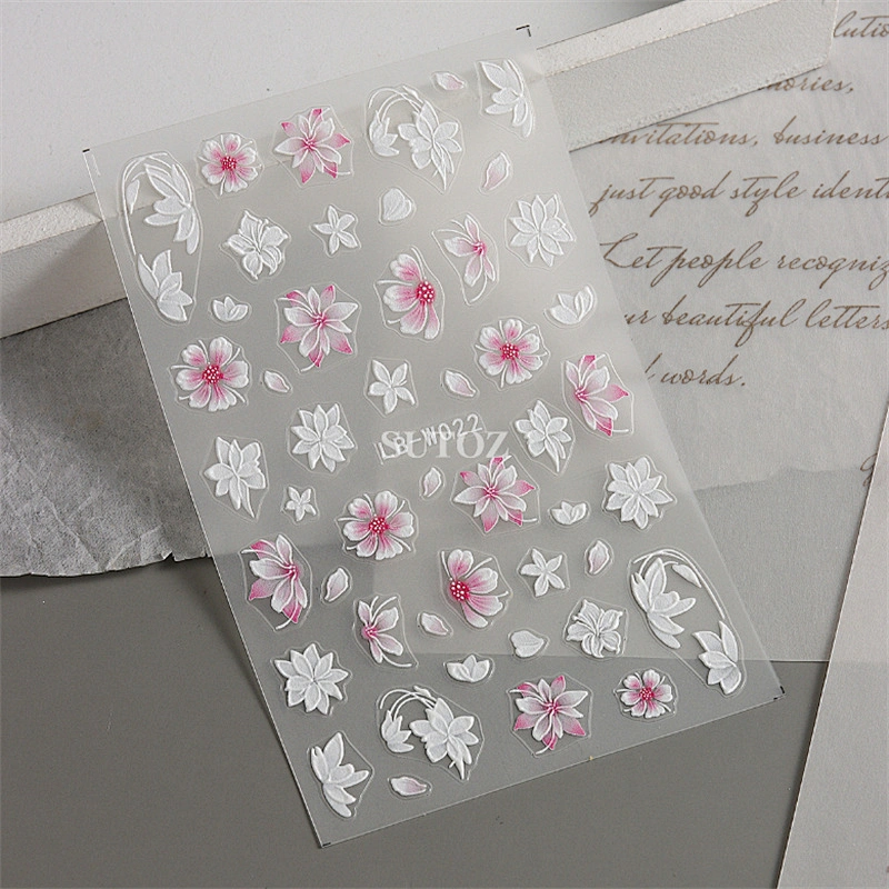 Rose Glazed Lace Flower​​​​​​​ Nail Stickers