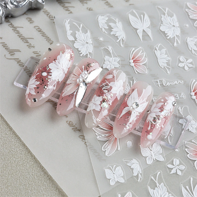 Rose Glazed Lace Flower​​​​​​​ Nail Stickers
