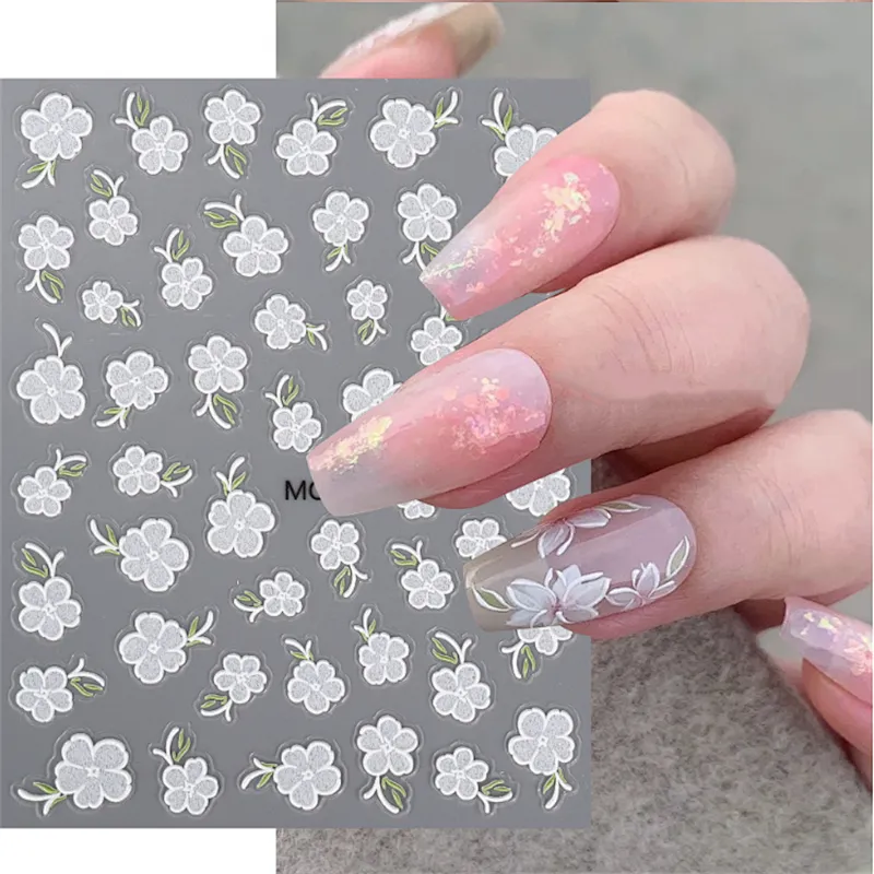 Rose Glazed Lace Flower​​​​​​​ Nail Stickers